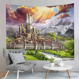 Tapestries Fantasy Castle Tapestry River Forest Tapestry Fairy Tale World Tapestry Home Living Room Sovrum sovrum estetik tapestries r230812