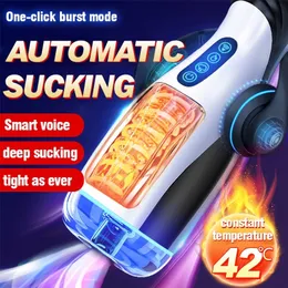 Masturbators Male Masturbator Automatic Blowjob Cup Powerful Sucking Vaginal Mouth Intelligent Heated Adult Sex Toys For Men 230811