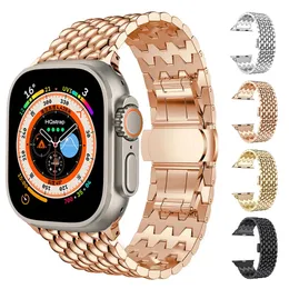 Apple Watch Band Ultra 49mm 45mm 41mm 40mm 44mm Altın Metal Correa Bilek Kemeri Iwatch Serisi 7 6 5 SE 8