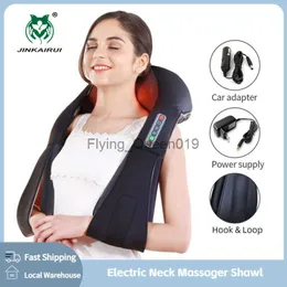 U Shape Electrical Shiatsu Back Neck Shoulder Body Massager Infrared 4D Kneading Massage EU/Flat Plug Car Home Dual Use 16 Balls HKD230812