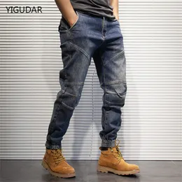 Herrbyxor hiphop harem jeans män förlorar joggar denim casual sweatpants korea ankel längd byxor streetwear manliga kläder 230812