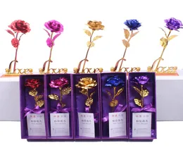 2021 24K Gold Foil Plated Rose Artificial Long STEM Flower Creative Gifts For Lover Wedding Christmas Valentines Mothers Day Home 8941710