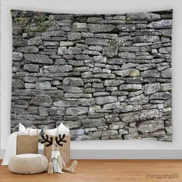 Wandteppiche graue Felsen Ziegelmauer Wandteppich Hippie Heimat Dekor Ästhetische europäische Wandtuch Wandtee Tapete Tapiz R230812