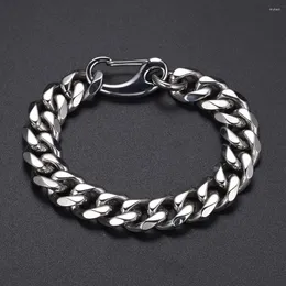 Länkarmband 15 mm starka tunga smycken högkvalitativ rostfritt stål silverfärg polerad kubansk trottoarkedja män armband armband man