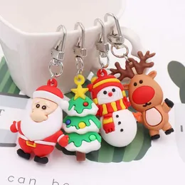 Keychains Lanyards New Christmas Cute Cute Cartoon Keychain Santa Claus Snowman Elk Xmas Tree 펜던트 Unisex Keyring Car Key Bag New Year Kid Gift 장식