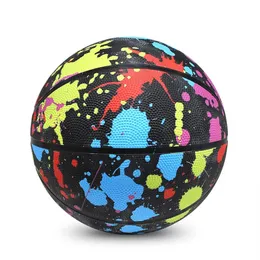 Balls Graffiti Basketball Natural Rubber Surface Butyl Bladder Basket Ball Official Size 7 Training Balls Streetball Birthday Present 230811