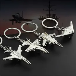 Keychains Lanyards Aircraft Key Chain Combat Plane Model Car Key Ring Creative Metal Fighter Pendant Accessories Boy Man's Favorite Exquisite Gift