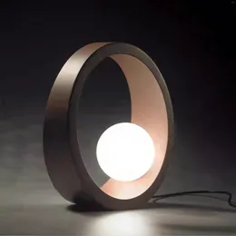 테이블 램프 현대 책상 회색/주황색 금속 유리 링 G4 LED 조명 램프 홈 장식 거실 장식