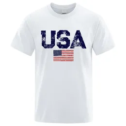Men's T-Shirts Vintage Usa Flag Street Print Male T Shirts High Quality Tshirt Summer Casual Cotton Tops Hip Hop Breathable Tee Clothes 230812