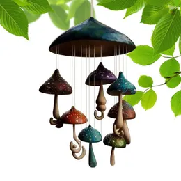 Decorative Objects Figurines Outdoor Wind Chimes Hand Painted Decorative Resin Mushroom Wind Bell Cute Window Ornament For Balcony Lawn Portable Home 230812