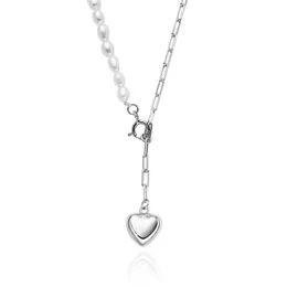 Nuova catena di maglione Premium Women's Natural Pearl Necklace 925 Sterling Silver Simple Temperament Love Pendant Versatile
