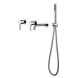 Bathtub Faucet Bathroom Shower Mixer Set Hot Cold 2 Way Diverter Shower Solid Brass With 150MM/210MM/260MM Bath Spout Mixing Kit