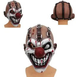 Partymasken Cosplay gruseliger schrecklicher Zahnmund Clown Droll Red Nase ein-Auge gruselige Horror lustige Halloween Maske Vollgesichts Kostümprops Party 230811