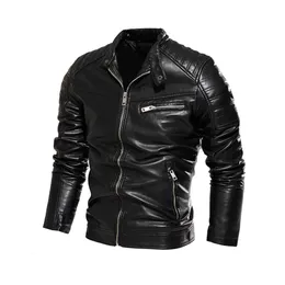 Men's Jackets Autumn Winter Leather Jacket Men Fleece Motorcycle PU Male Stand Collar Casual Windbreaker Slim Fit Coat 222 230812