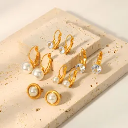 Brincos de argolas de zircão Leverback para mulheres 18K Palhado de ouro minúsculo jóias de aço inoxidável Perfeita Presente Perfeita ela