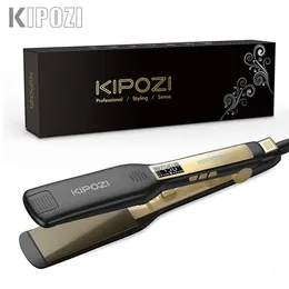 Curling Irons KIPOZI Professional Flat Iron Hair Straightener with Digital LCD Display Dual Voltage Instant Heating 230812