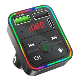 FM -sändare trådlöst handsfree ljudmottagare bilkit BT5.0 TF -kort MP3 -spelare 3.1A Dual USB PD Fast Charger F2 Car Kit