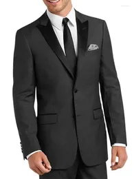 Erkek Suits 2023 İnce Fit Tuxedo Klasik Stil Damat Düğün Kömür 2 PCS (Ceket Pantolon Kravat)