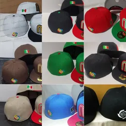 10 Colors 2023 Men's Gold Letter M Flat Full Size Closed Caps Red Green Brown Mexico Baseball Fitted Hats Flat Brim Hip Hop Classic Sports Hat All Team Au12-08
