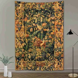 Tapestries الديكور ديكور المنزل ملخص زهرة نسيج اليقطين مصباح الليل سماء الفن الجدار شنقا جدار الديكور جدارية R230812