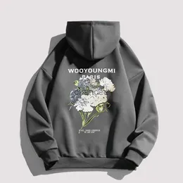 Wooyongmi Hooded Luxury Designer Sweater Korean Men's Seater Women's Wym Brand Fashion Flower Print Autumn and Winter Loose HKD230725