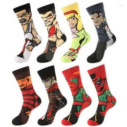 Men's Socks Funny Happy Combed Cotton Harajuku Cartoon Fashion Movie Character Casual Skateboard