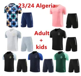 23 24 Algeria Tracksuit MahrezショートスリーブショーツサッカージャージAlgerie Bounedjah Survetement Foot Feghoul Men Kids Sportswearフットボールトレーニングスーツユニフォーム