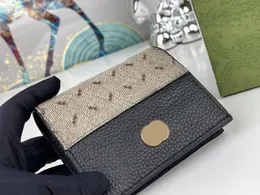 Mody Portfery projektantów luksusowych bambusa torebka monety słynna stylista krótka karta uchwyt wysokiej jakości podwójne litery znak Woman Clutch torebki 610a