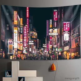 Wandteppiche Tokyo Metropolitan Nightlife Tapestry Wall Hanging Schlafzimmer Wohnkultur Dekorative Hippie -gedruckte Blatt R230812