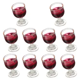 Doll House Accessories 10 Pcs Dollhouse Glass Mini Champagne Glasses Decor Crafts Miniature Cocktail Cup Pvc Decorative Miniatures 230812