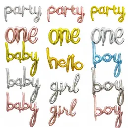 Decorazione 1° compleanno Palloncini siamesi in oro rosa One Boy Girl Love Letter Palloncino Foil Baby Shower Decorazione di compleanno Air Globos