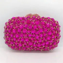 Kvällspåsar ankomst fuchsia kvinnor kväll väska lyx rosa kristall bröllop väskor brudkopplingar lady diamant handväskor 230811