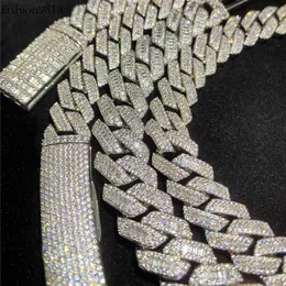 13mm 15 mm feiner Hüfthop -Schmuck Baguette Diamant Männer Kubanische Halskette vollständig aus Sterling Sier Miami Cuban Link Chain