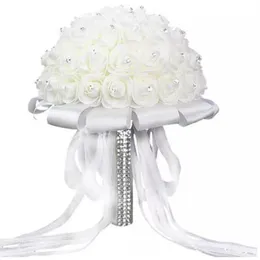 Accessori per fiori di nozze bouquet a mano fatti a mano rosa rosa strass mazzo da sposa bouquet de mariage242p