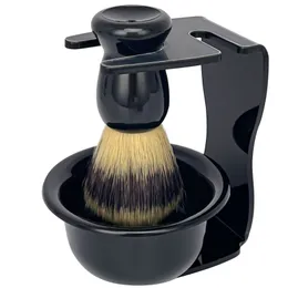 Hårfärger Mäns rakningssats Present Brush Badger med trähandtag Clear Acrylic Cup Rostfritt stål Bowl Razor Gear 230811