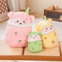 Animali di peluche ripieni Orso di cartone animato Bolla di tè a forma di tazza di peluche Giocattoli di peluche morbidi ripieni di vita reale Divertente Boba Cibo Regalo per bambini