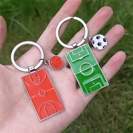 Keychains Lanyards Creative Football Field Keychain Metal Soccers Basketball Pendents Team Fans Sports Souvenir Gifts Man Car Key Holder Accessory