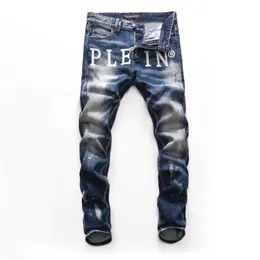 Pink Paradise plein clássica moda man Jeans rock moto mens de design casual jeans ripped denim skinny denim eans 157489272n