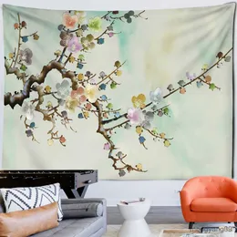 Tapestries Flowers Tapestry Little Bird Simple Nordic Style Hippie Wall Hanging Home Dormitory Decor R230812