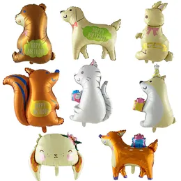 Decoration New Animal Theme Gift Foil Balloon Cat Dog Bear deer Squirrel Decor Adult Kids Happy Birthday balloons Supplies