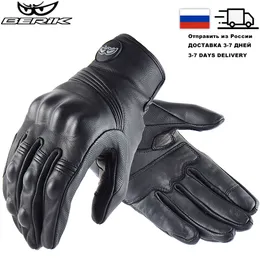 Sports Gloves Classic Retro Cow Leather Motorcycle Black Full Finger Motorbike Locomotive Touch Screen Guantes Moto Glove 230811