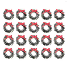 Flores decorativas 20 PCs Christmas Wreath Bow Garlands Mini House Home Decoration Toy Toy Paisagem Miniatura Partem Plástico Artificial