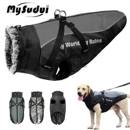 MySudui Warm Reflective Dog Jacket Clothes Winter Waterproof Down Coat With Harness Clothing Vest For Medium Large Dogs Outdoor HKD230812