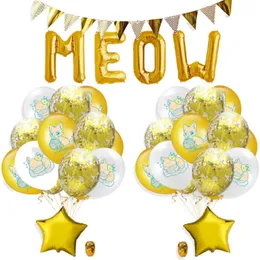 Decoration Cat Theme Rubber Balloons Set Kitten Birthday Decoration