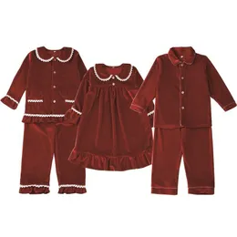 Pajamas xmas pjs röd veet -knapp upp jul pyjamas barn sömnkläder matchande pj flickor pijama sätter 211109 drop leverans baby matni dhnfo