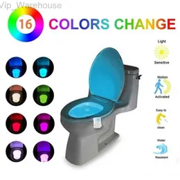 8/16 Farben Toilettensensor Lichter intelligente Induktion Badezimmer LED Körperbewegung aktiviert Ein/Aus -Sitzsensor Nachtlicht HKD230824