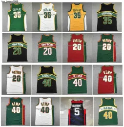 Seattle'supersonics''Basketball Jerseysレトロソニックケビンデュラントカストムメン女性青年ジェイペイトンショーンケンプチームグリーンレッドホワイトブル