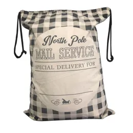 Buffalo ekose tuval Santa Sacks 50*70cm Checked Christmas Noel Baba Hediye Çantası Organizatör Paketleme Çantaları Dom-C23-75