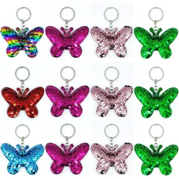 Keychains Lanyards Colorful Sequins Keychain European and American Fashion Shiny Butterfly Bag Pendant Women's Clothing Accessories