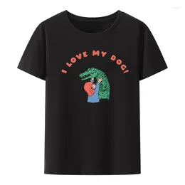 قمصان الرجال أحب My Gator Dog Graphic Print T-Shirt Funny Tee Cool Pattern Purmer Hipster Camiseta Hombre Blouse Camisetas Tops Casual